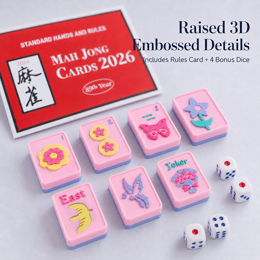 160-Tile American Mahjong Set,Floral Butterfly Mahjong Tiles With Raised 3D Details, 4 Dice & Rules Guide, Complete Mahjong Game Set