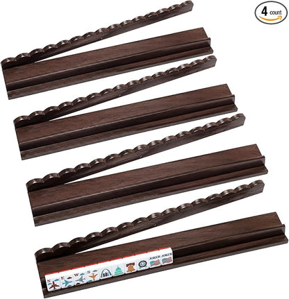 20" Beechwood Mahjong Racks with Magnetic Scalloped Pushers | Set of 4