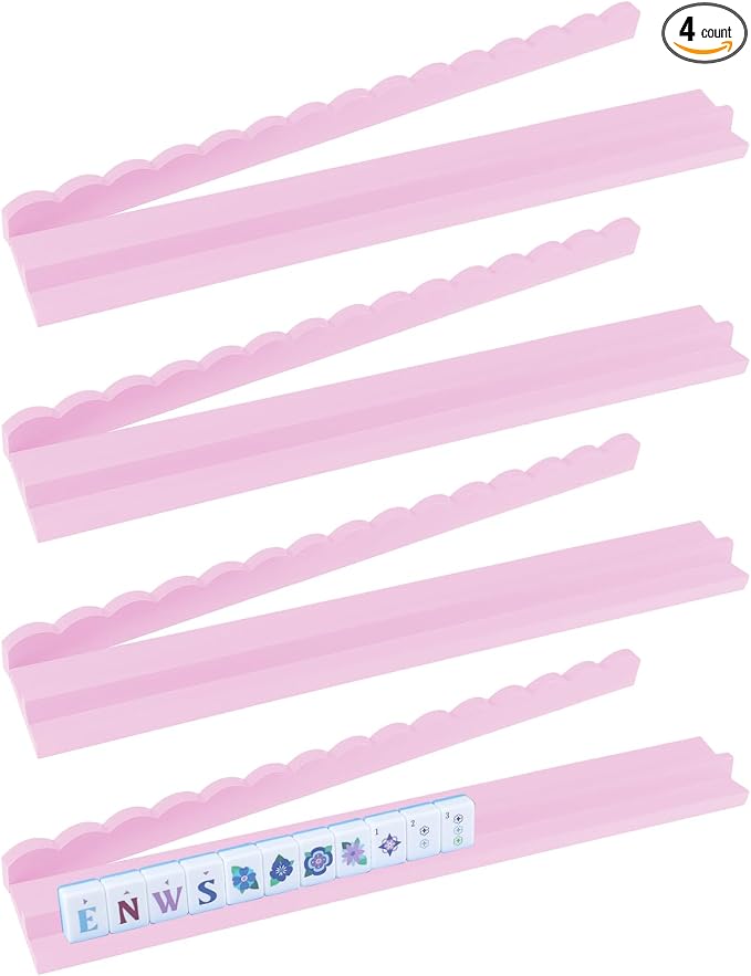 20" Beechwood Mahjong Racks with Magnetic Scalloped Pushers | Set of 4