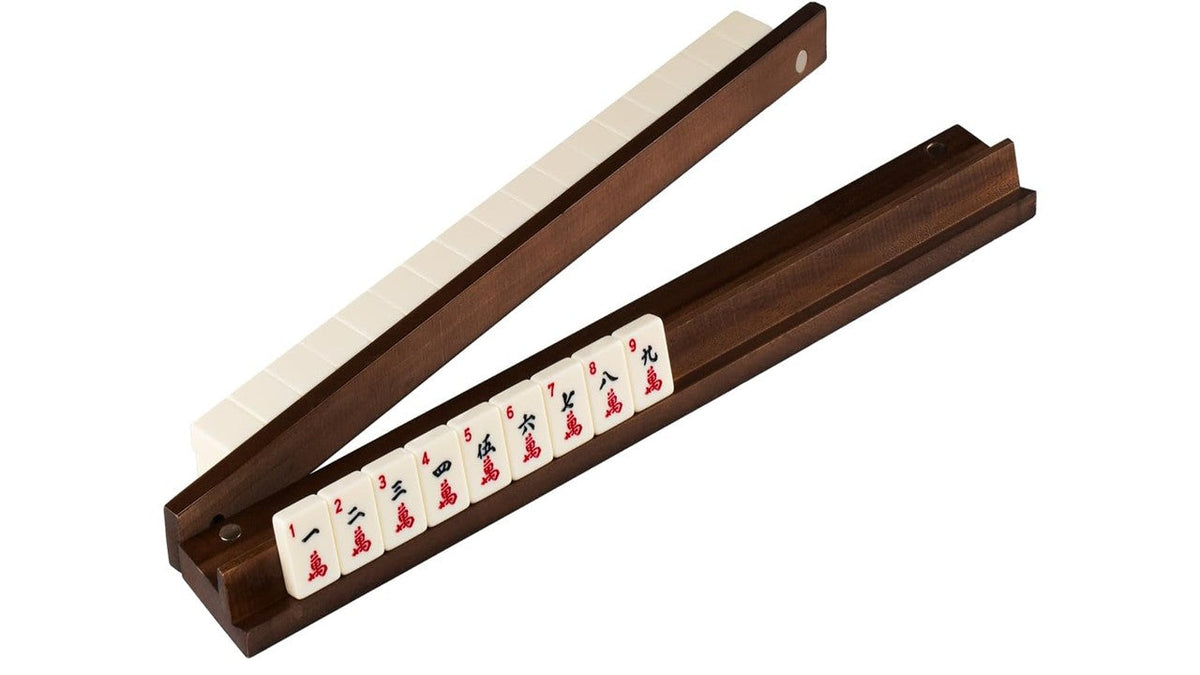 20" Solid Beechwood Wooden American Mahjong Racks with Magnetic Straight Pushers – Set of 4